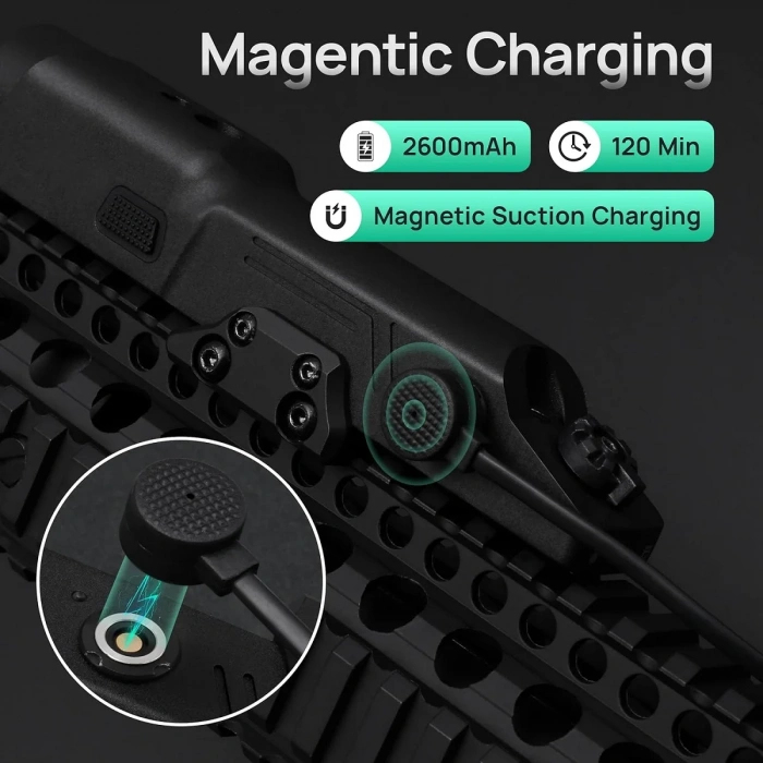 Richfire 1700 Lümen Tüfek Lazeri Yeşil + Fener Kombo Green Laser Light Laser Tactical Flashlight White Light Combo IP66 Waterproof Outdoor Light