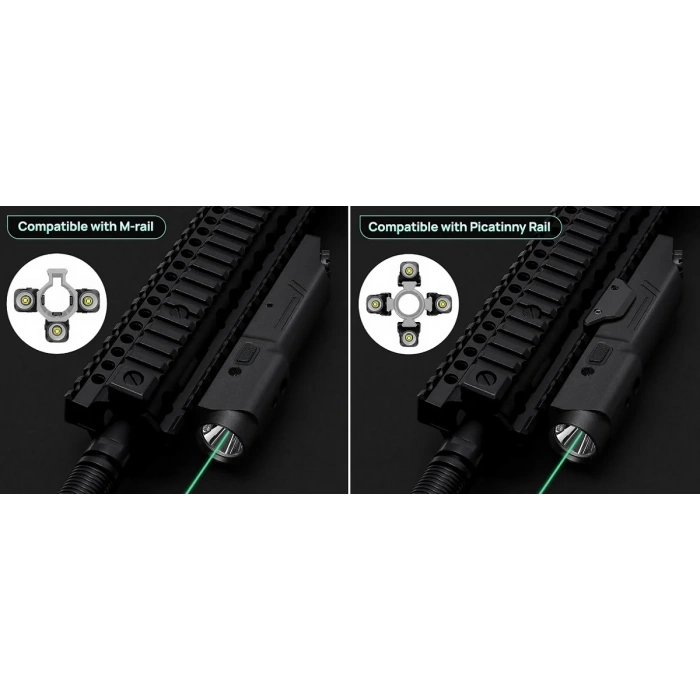 Richfire 1700 Lümen Tüfek Lazeri Yeşil + Fener Kombo Green Laser Light Laser Tactical Flashlight White Light Combo IP66 Waterproof Outdoor Light