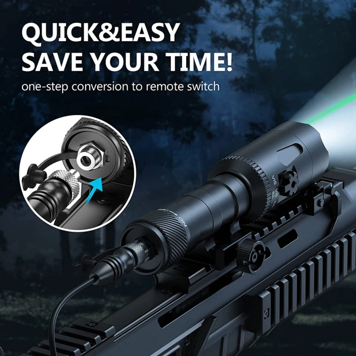 Richfire 1000 Lümen Yeşil Lazerli Tüfek Feneri , Long Distance Laser Sight with Light Combo Flashlight