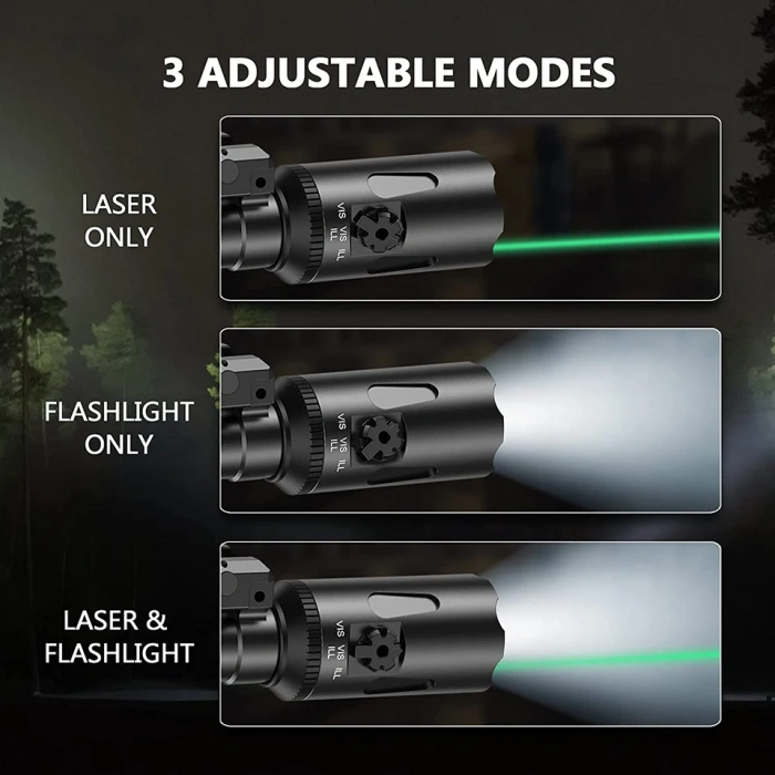 Richfire 1000 Lümen Yeşil Lazerli Tüfek Feneri , Long Distance Laser Sight with Light Combo Flashlight