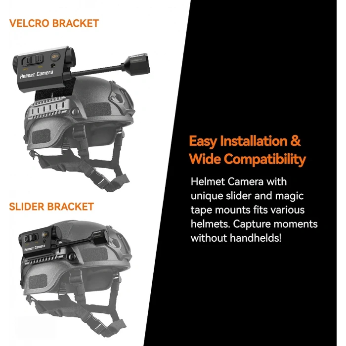 RunCam Kask Kamerası, 1080P Esnek Aksiyon Kamerası, 7 Saat Kayıt Süresi ve Uygulama Kontrolü ile Airsoft, Bisiklet, Tırmanış ve Dış Mekan Sporları için