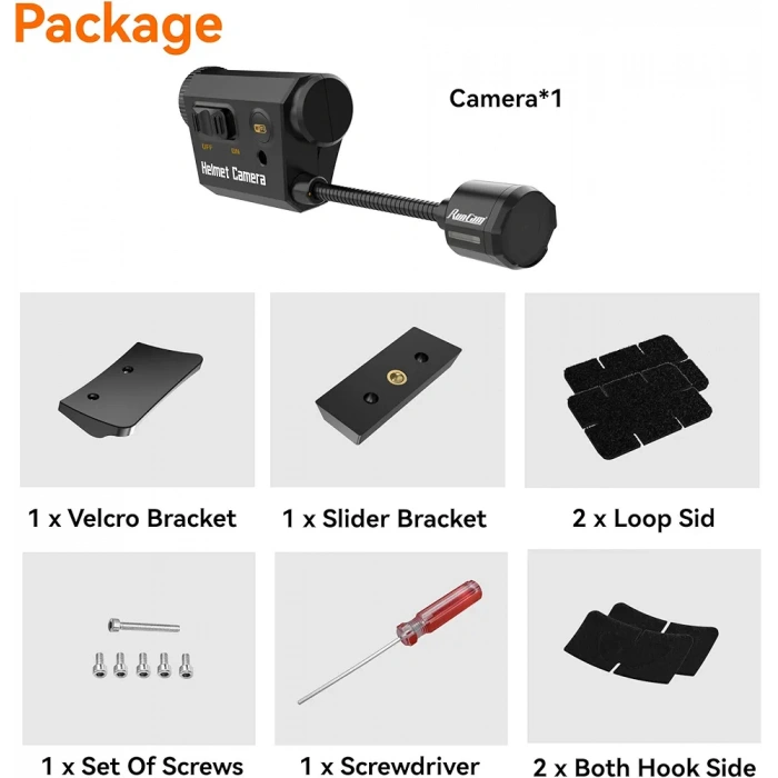 RunCam Kask Kamerası, 1080P Esnek Aksiyon Kamerası, 7 Saat Kayıt Süresi ve Uygulama Kontrolü ile Airsoft, Bisiklet, Tırmanış ve Dış Mekan Sporları için