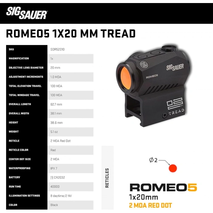 SIG SAUER ROMEO5 TREAD ORJİNAL COMPACT RED DOT NİŞANGAH
