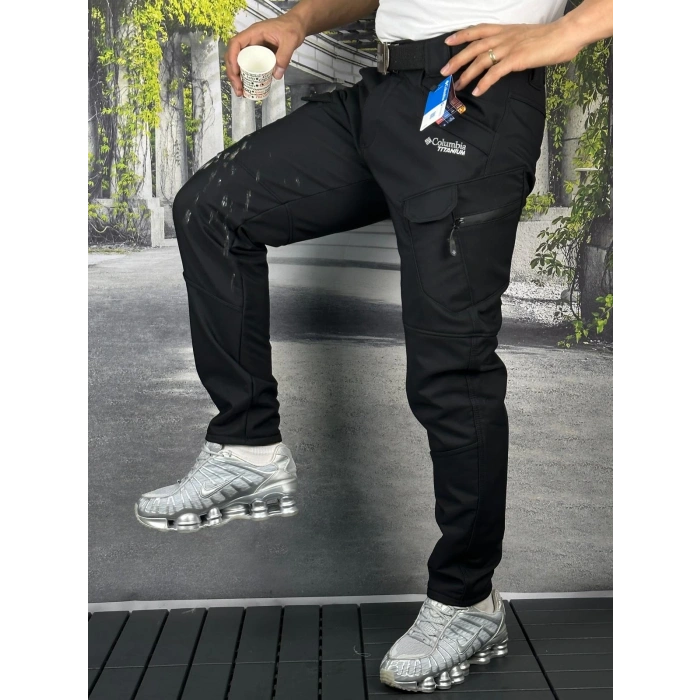 Softshell İçi Polarlı Kışlık Pantolon,Çift Renk,Gri-Siyah, Su ve Rüzgar Geçirmez Polarlı,Motorcu Pantolonu,Balıkçı pantolonu