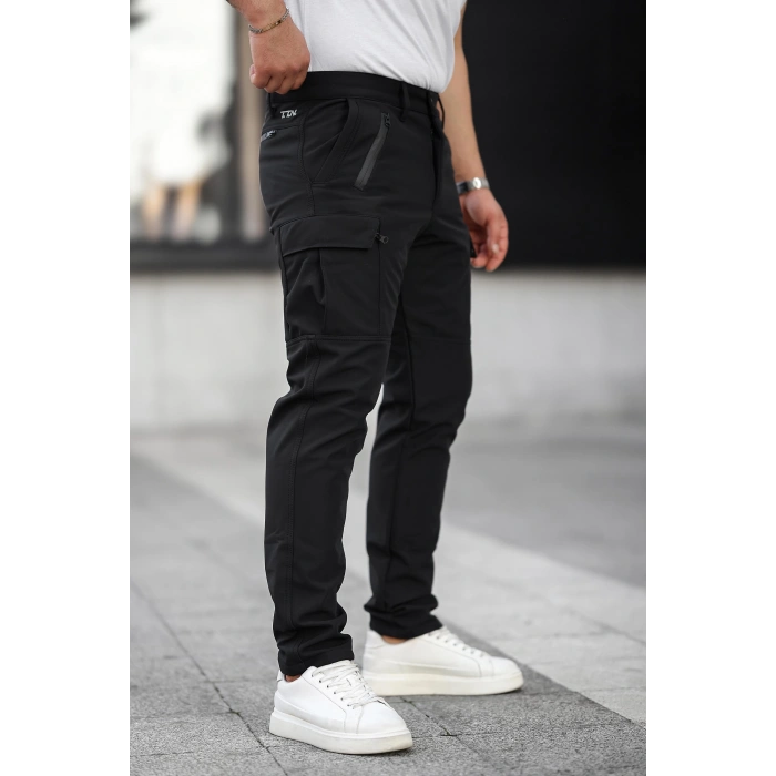 Softshell Kışlık Pantolon,Siyah, Su ve Rüzgar Geçirmez Polarlı,Motorcu Pantolonu,Balıkçı pantolonu