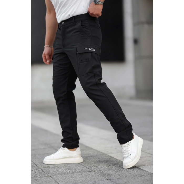 Softshell Kışlık Pantolon,Siyah, Su ve Rüzgar Geçirmez Polarlı,Motorcu Pantolonu,Balıkçı pantolonu