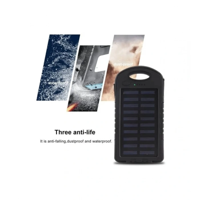 Solar 10.000 Mah Güneş Enerjili El Fenerli Powerbank