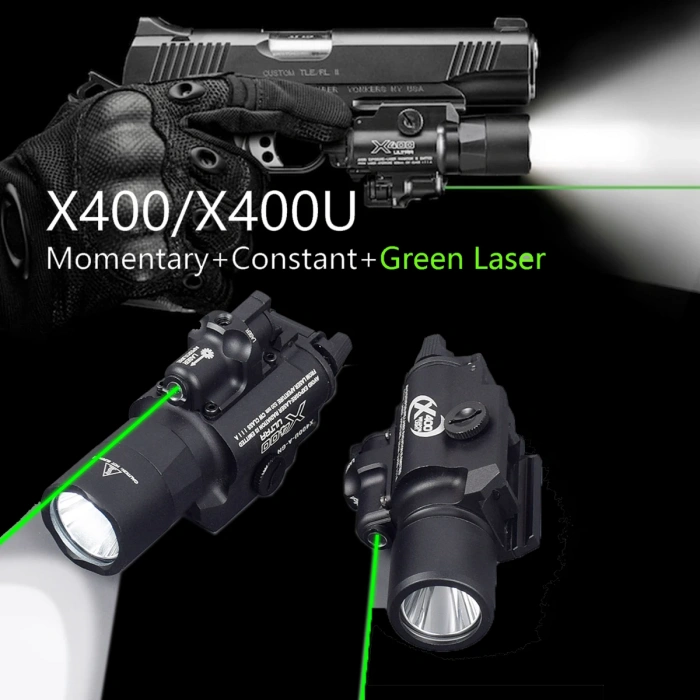 Surefire X400 ULTRA METAL YEŞİL LAZERLİ 150 LUMEN TAKTİK TABANCA TÜFEK FENERİ REPLİKA