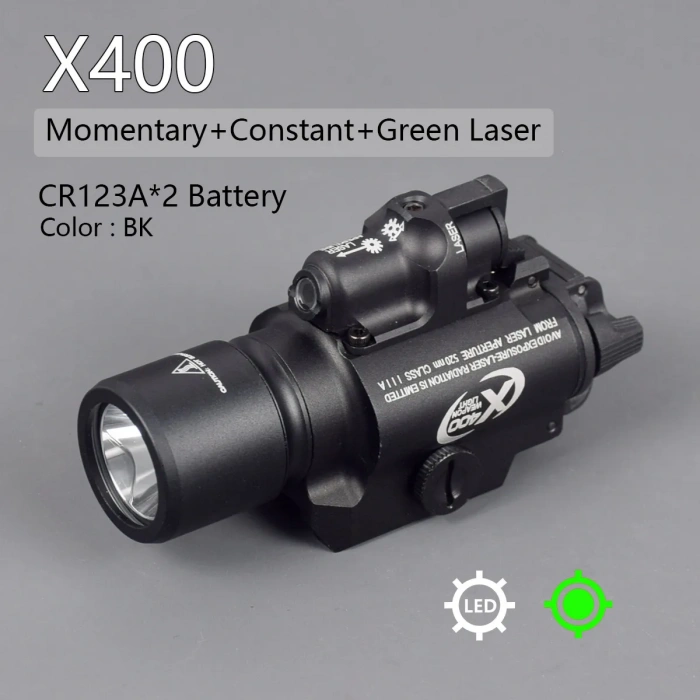 Surefire X400 ULTRA METAL YEŞİL LAZERLİ 150 LUMEN TAKTİK TABANCA TÜFEK FENERİ REPLİKA