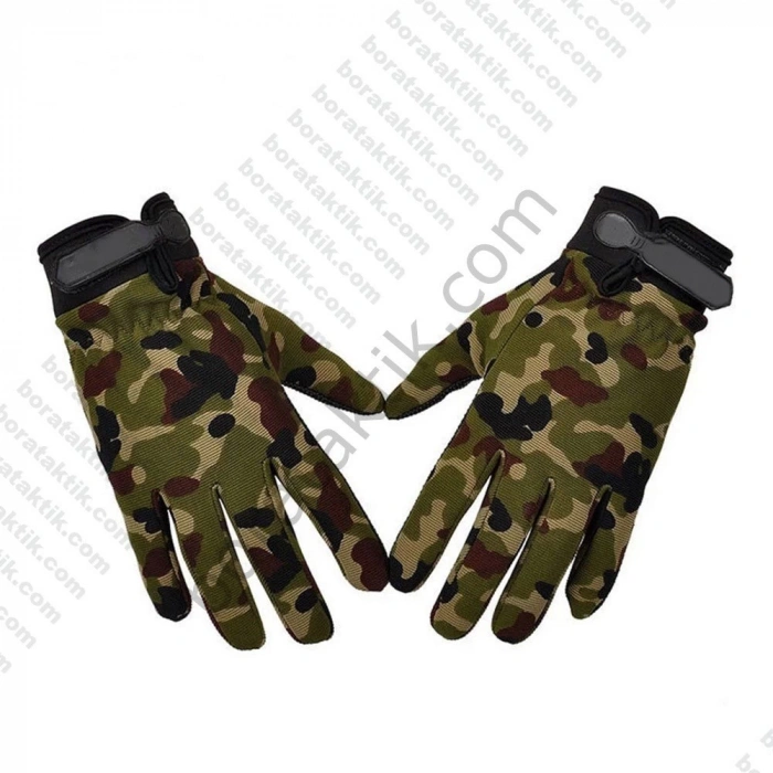 5.11 Taktik Eldiven Kamuflaj Woodland Uzun Parmak Asker Polis Dağcı Avcı Sporcu