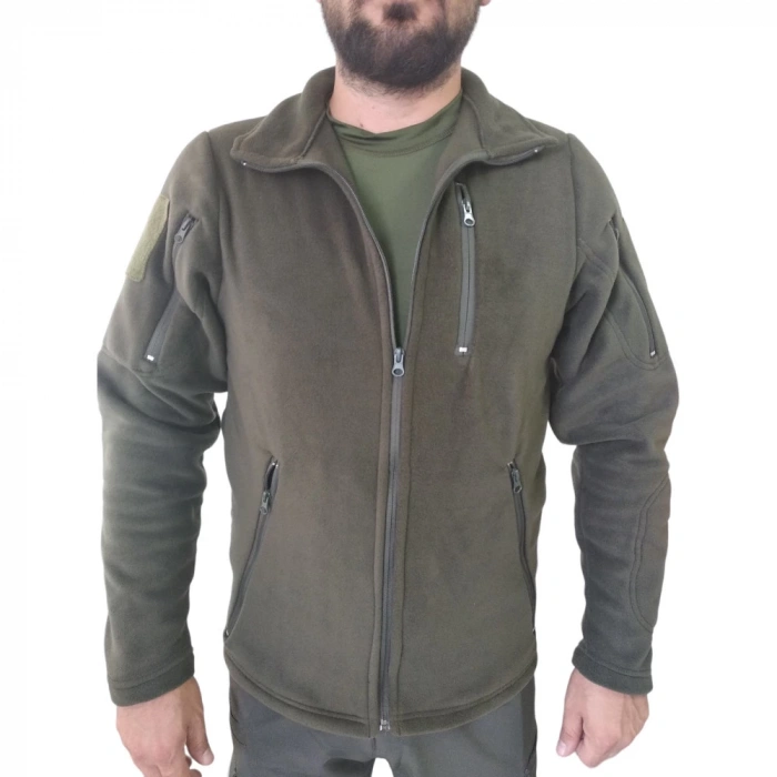 Taktik KALIN Polar Fermuarlı KOYU Haki