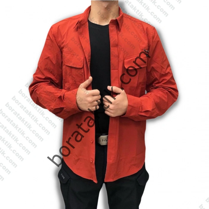 Likralı TAKTİK KORUMA GÖMLEĞİ Outdoor Gömlek Olimpos KumaşLikralı Cascades Explorer Turuncu