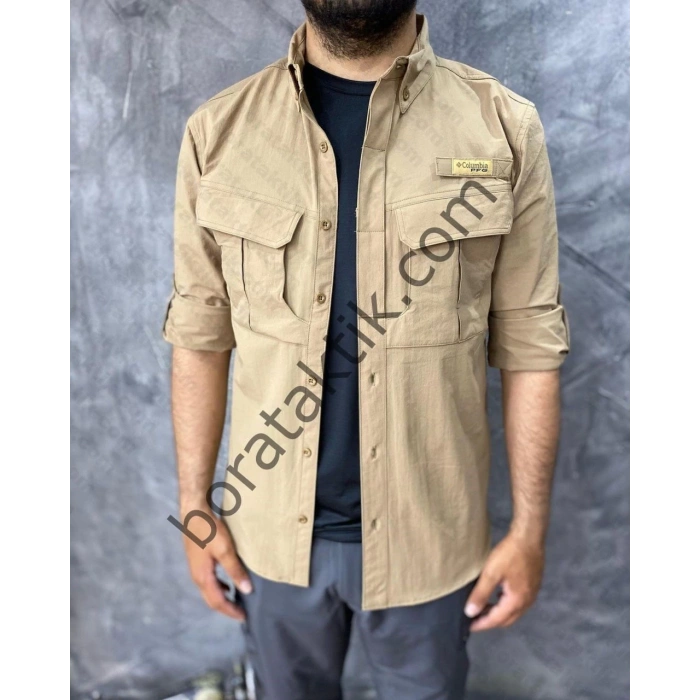 Likralı TAKTİK KORUMA GÖMLEĞİ Outdoor Taktik Gömlek PFG Hardal