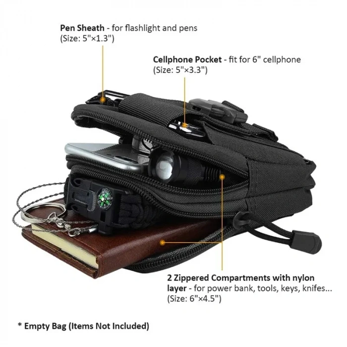 Telefon Çantası,16 cm,Taktik Mini Bel Çantası ,medikal çanta,Telefon Cüzdan Çantası 3 Renk Molleli - ithal