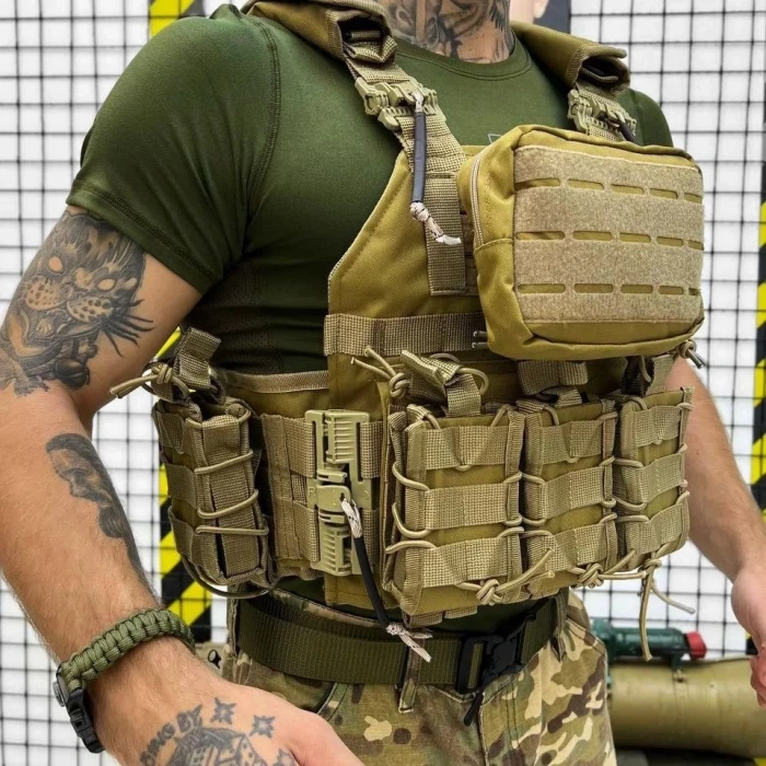 Tan Desert Borataktik QR Hücum Yeleği Kurtulmalı Quick Release HK33 Mpt76 MPT55 Ak47 (Plakalıklı)