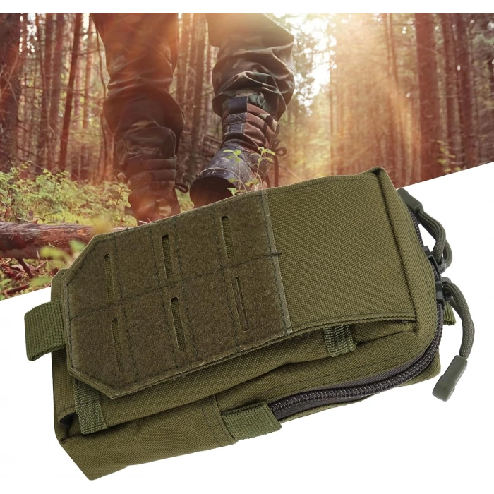 Telefon Çantası Göğüs CEBİ Kapaklı Cepli Fermuarlı ,Göğüs Çantası Fermuarlı, Molle Çanta Telefon Çantası,gidon çantası Haki Renk