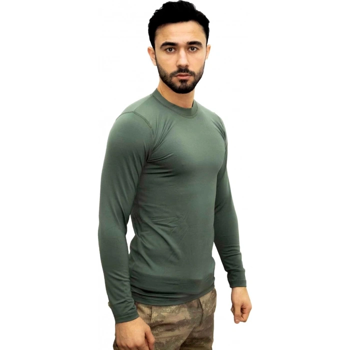 Termal Tişört Mikrofiber Haki Uzun Kol