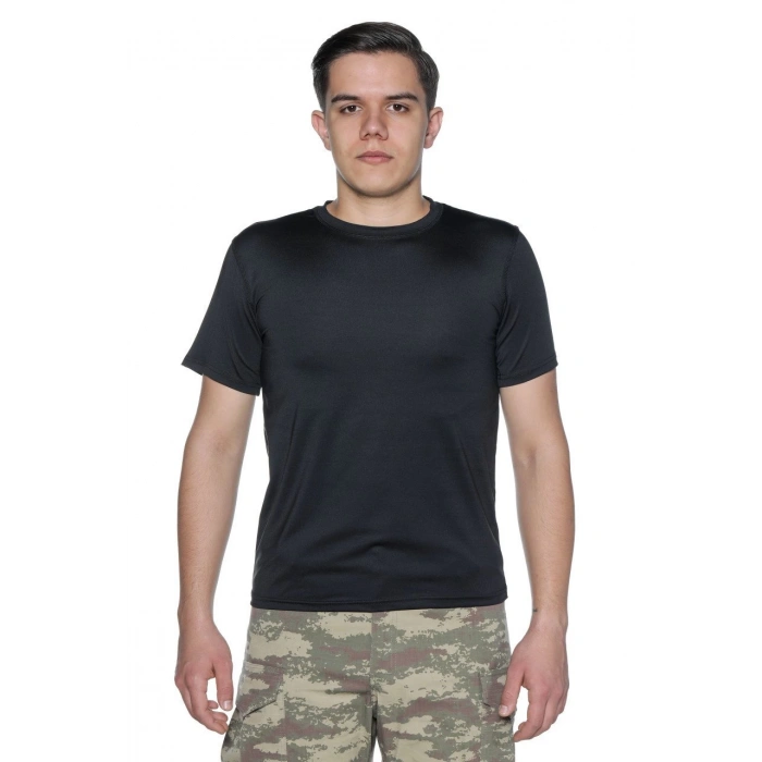 Termal Tişört Mikrofiber Siyah Renk Kısa Kol