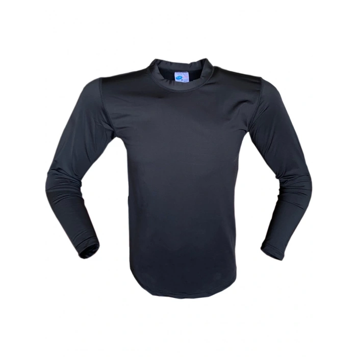 Termal Tişört Mikrofiber Siyah Renk Uzun Kol