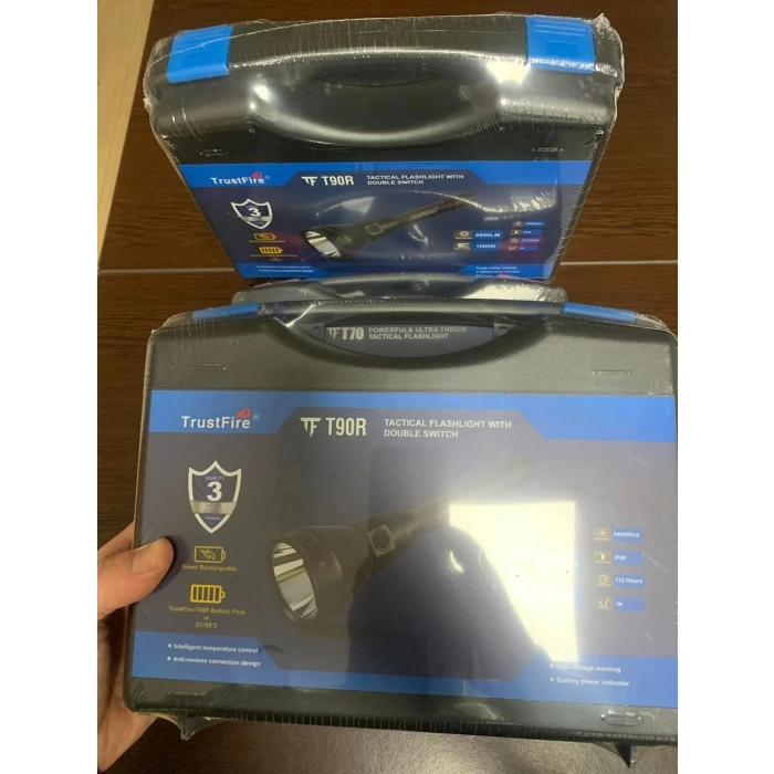 TrustFire 4800 Lümen Tüfek Feneri,prosefyonel Avcı El feneri kiti LED yüksek güçlü,T90R ,Şarj edilebilir taktik el feneri, uzun menzilli 1600 metre, süper parlak, su geçirmez, avcılık ve kurtarma için [Enerji Sınıfı A+++]