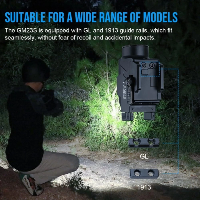 TrustFire GM23s Mini Lazerli Fener Orjinal 800 lümen Light and Green Laser Combo