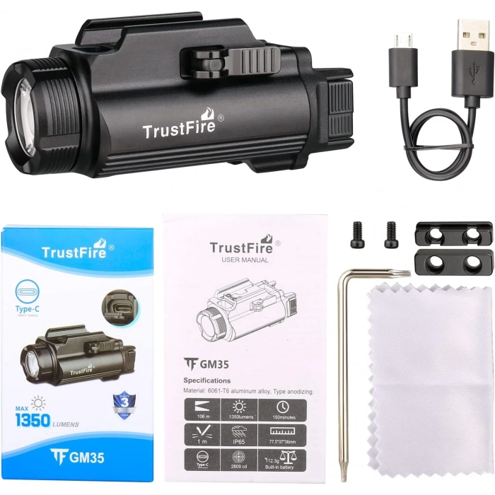 TrustFire Gm35 Mini Tabanca Feneri Orjinal 1350 Lümen Light