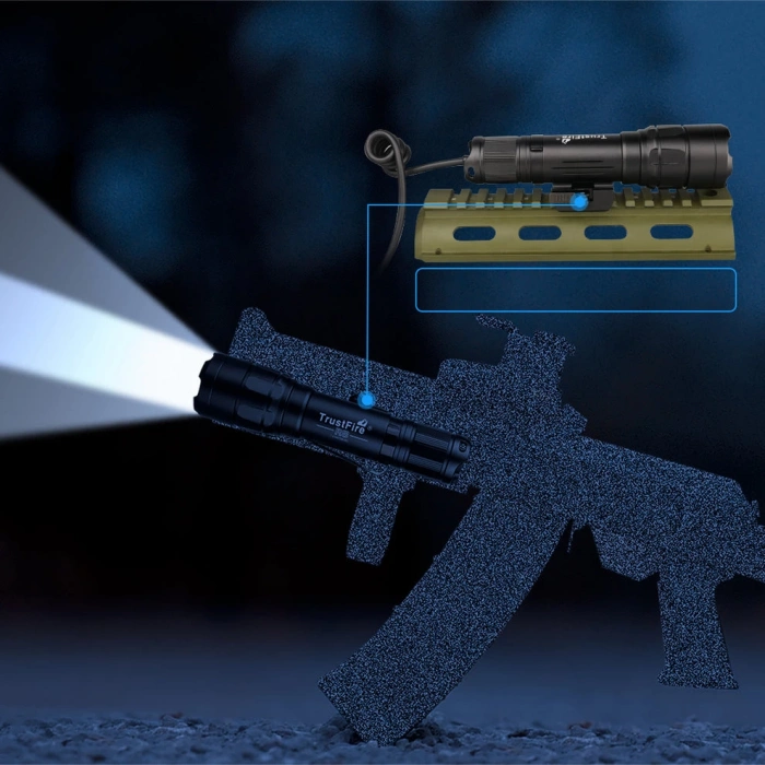 TrustFire Orjinal R8 1800Lumen KABLOLU Tüfek Feneri Rail Mount Flashlight Avcı Feneri