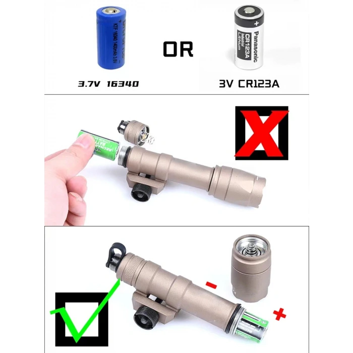 Tüfek Feneri 22mm Wadsn Metal M300W Strobe Scoutlight M600W el feneri avcılık silah feneri Airsoft kablolu metal fener 22 mm ray için