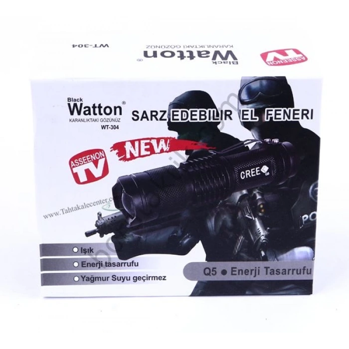 Tüfek Feneri Zoomlu Şarjlı Watton Q5 Taktikal 4 Parça