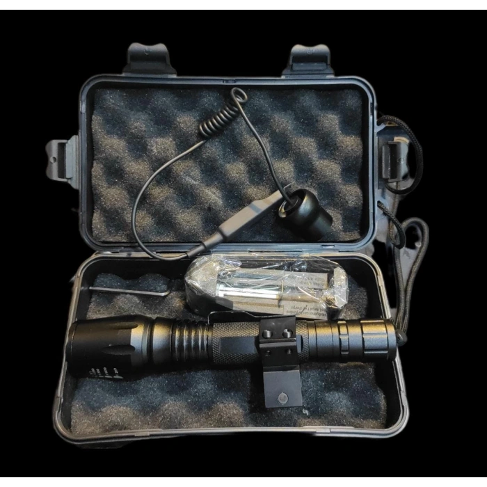 Tüfek Feneri Zoomlu Şarjlı Büyük Boy 19 cm CREE Q5 Taktikal 5 Parça