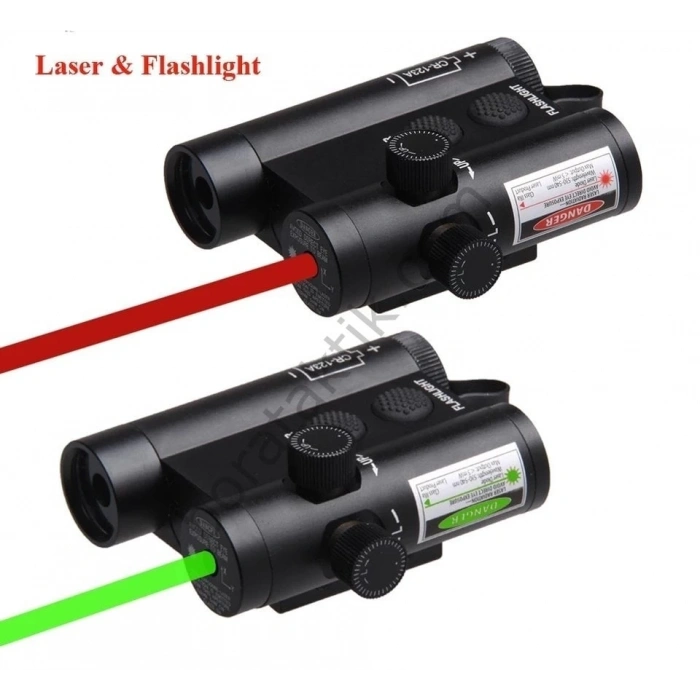 Tüfek Feneri  Kırmızı Lazerli Metal Kasa Lo Pro