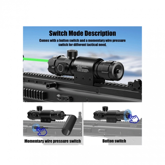 Yeşil Tüfek Lazeri Şarjlı ,Namlu Montaj Aparatlı ,Kablolu Tüfek Lazeri ,Ayarlanabilir Tüfek Lazeri 5 Parça
