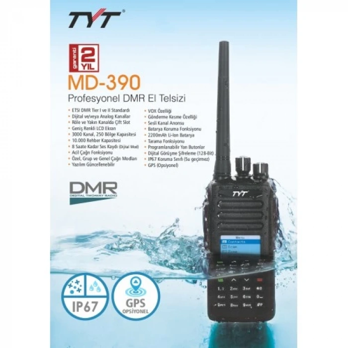 TYT MD-UV390 DMR Dijital El Telsizi UHF/VHF (GPSli Model)