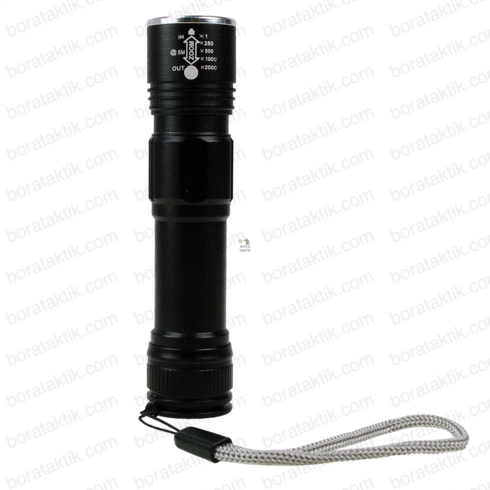 Ultra Güçlü Taktik Led Fener Greyder Zoomlu 3 Mod Çakarlı