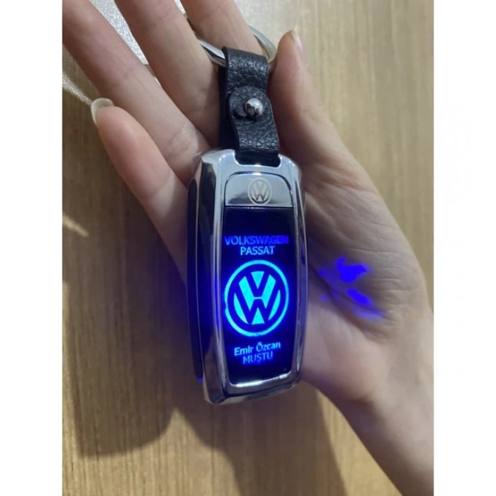 USB Şarjlı Wolksvagen Anahtarı Görünümlü Fenerli Premium Elektronik Çakmak Wolksvagen Anahtarlık