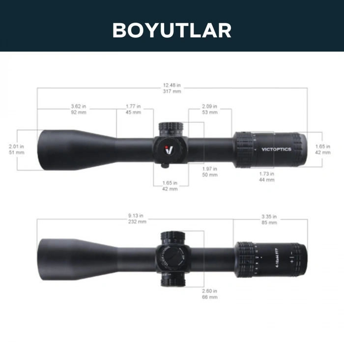 Victoptics S4 4-16X44 FFP PARALAKS TEKERLİ TÜFEK DÜRBÜNÜ OPFF-01