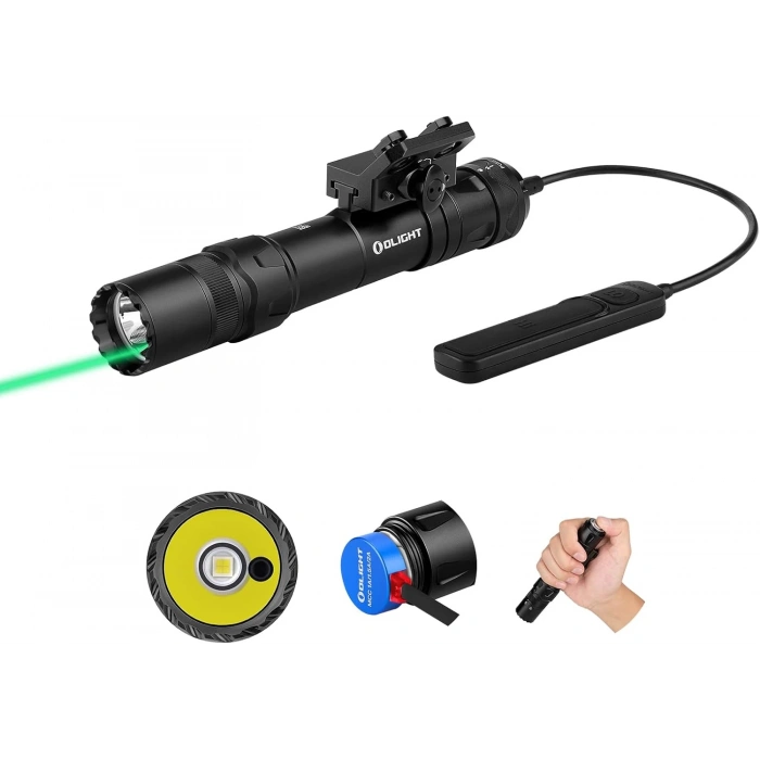 Olight Odin GL M siyah 1500 lümen Orjinal Tüfek Feneri Yeşil Lazerli, El Feneri,Kablolu Yeşil Tüfek Lazeri