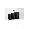 Abs Plastik 4 Tekerlekli Yerli Üretim Fermuarlı 3 Lü Valiz Seti Seyahat Çantası Siyah