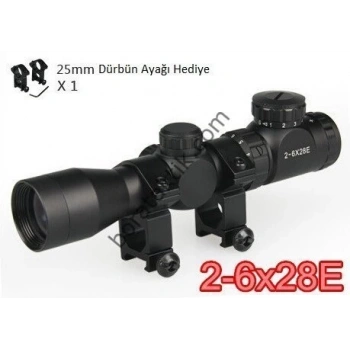 2-6x28E Tüfek Dürbünü Işıklı Kısa