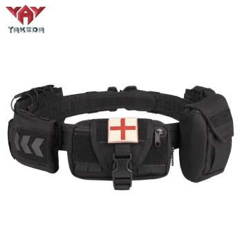Yakeda Taktik Cırtlı Görev Kemeri Devriye Çok İşlevli 5 Parçalı Cordura Çıkarılabilir Ayarlanabilir Taktik Kemer Siyah