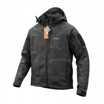 Attack Softshell Mont Goratex Kışlık Normal Kalıp Blackmulticam Elyaf dolgu Mont