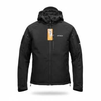 Attack Softshell Mont Goratex Kışlık Normal Kalıp Siyah Elyaf dolgu