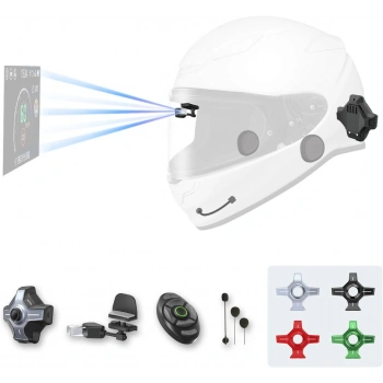 MOTOEYE E6+ INTERCOM Motorcycle Helmet HUD, Head Up Display, Bluetooth,GPS, CarPlay, Android Auto, Mesh Intercom, Rearview Camera, Remote Control, Noise Reduction, RGB Lights, IP66 for All Helmets