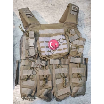 Çölsarısı Hücum Yeleği MPT55-AK47 Sig Göbek Üstü  (Plakalıklı)