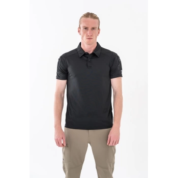 Combat Taktik Pike Tişört Kısa Kol / Polo Yaka Siyah Polyester