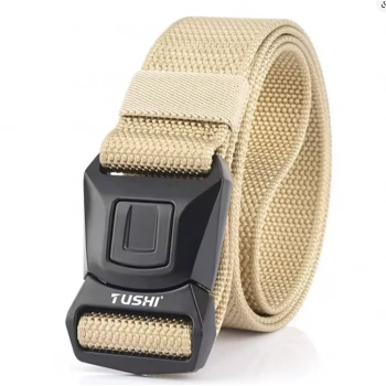 Düğmeli Çelik Tokalı Bej Taktik Kemer İthal 38mm Genişlik