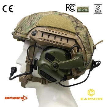 Earmor M32X Mark3 MOD4 Milpro Mikrofonlu İşitme Koruyucu Arka Ray Uyumlu Kulaklık - Yeşil
