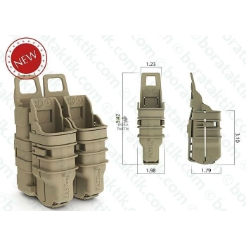 Hızlı 5.56 Desert Şarjör Cebi + 2x 9mm Şarjör Cebi Plastik Fast Mag Pouch