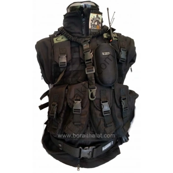 Hücum Yeleği 4lü Fileli Siyah (Plakalıklı)