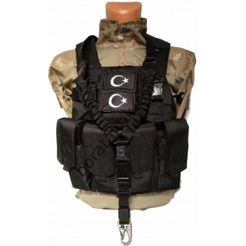 Hücum Yeleği Siyah Göbek Üstü 7,62 5,56 (Plakalıklı)